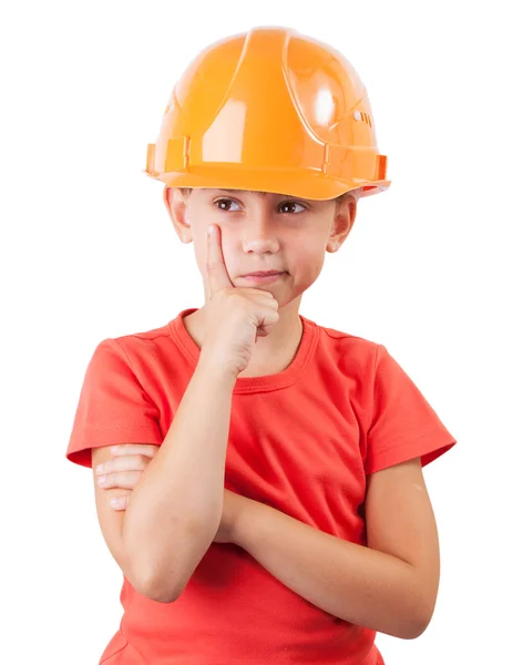 Niña en un casco protector — Foto de Stock