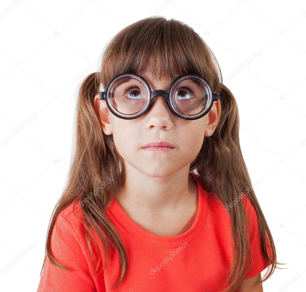 Little girl in round glasses