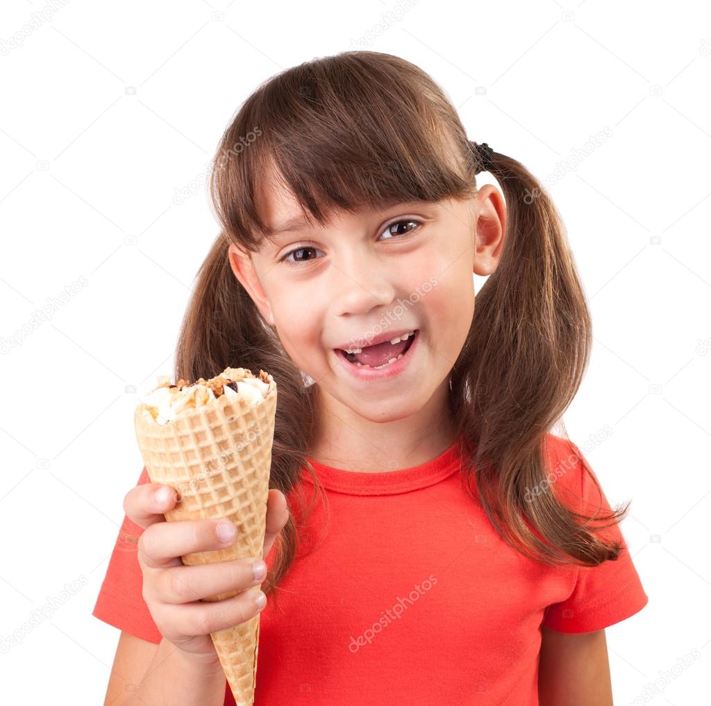 Little girl with ice cream in hand