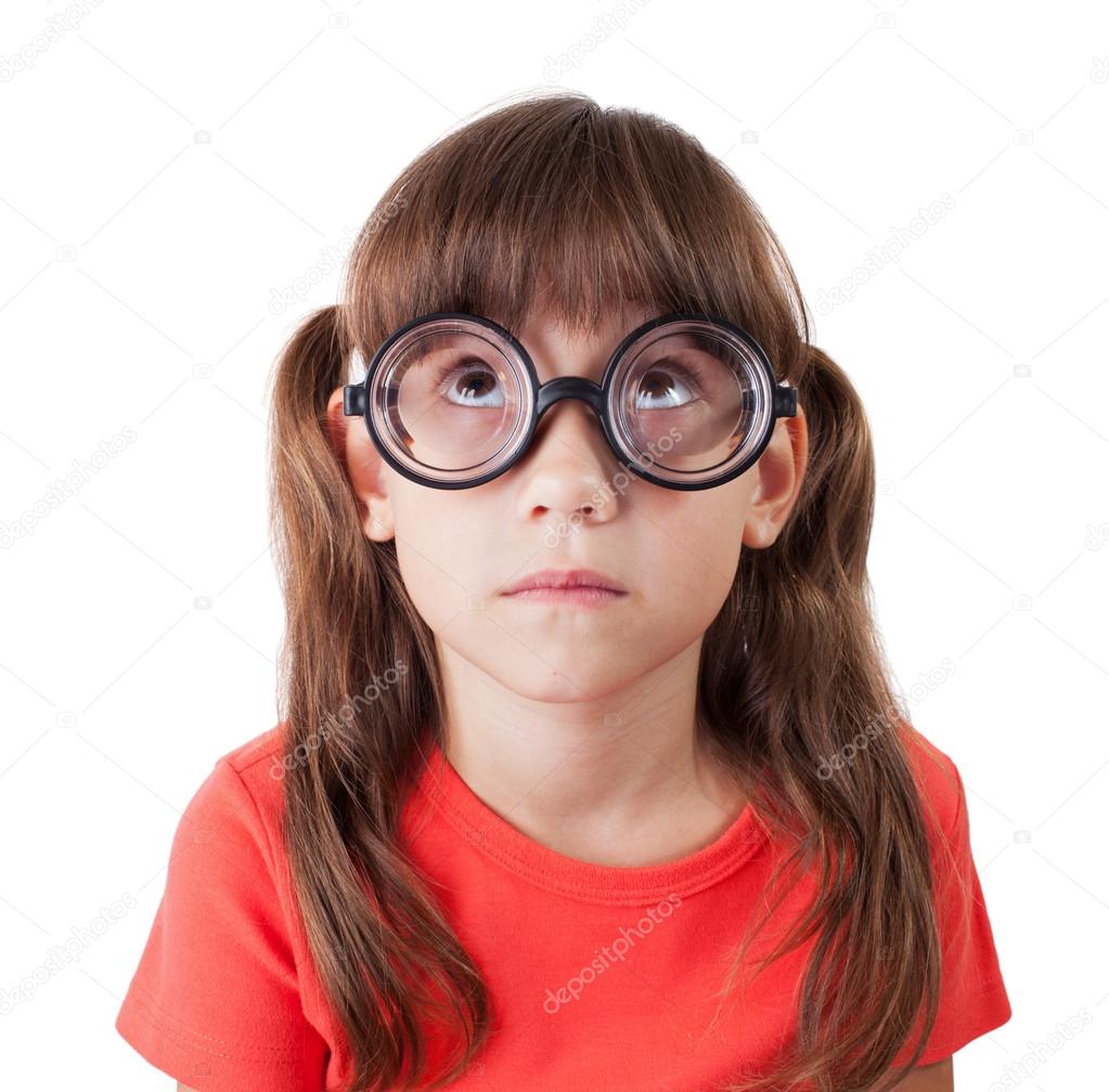 Little girl in round spectacles