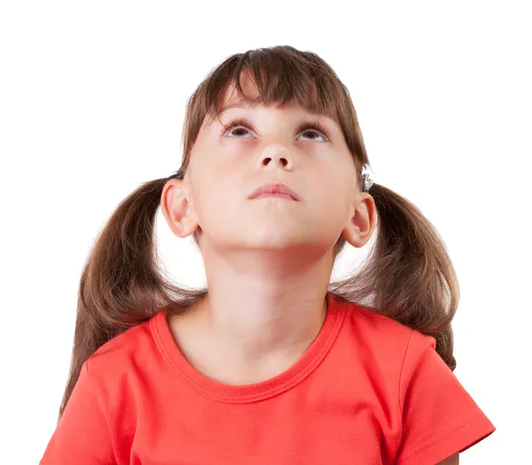 Dziewczynka w koszuli z ogonów — Zdjęcie stockowe