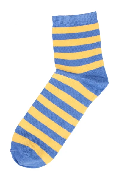 Blue socks with yellow stripes — Stock Photo, Image