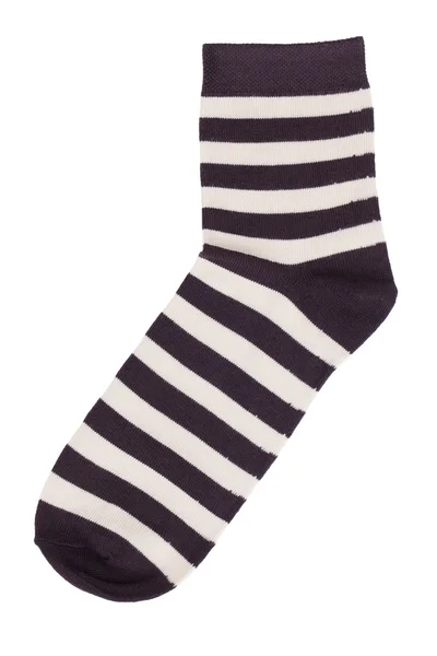 Black sock in a light yellow stripes — Stock Photo, Image