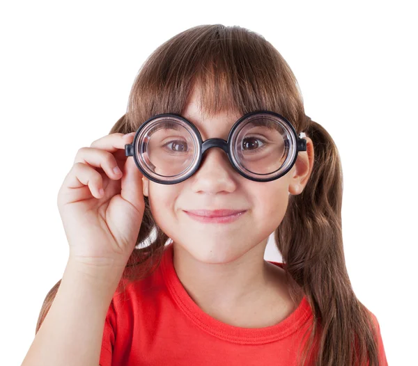 Funny girl with round glasses — Stock Photo, Image