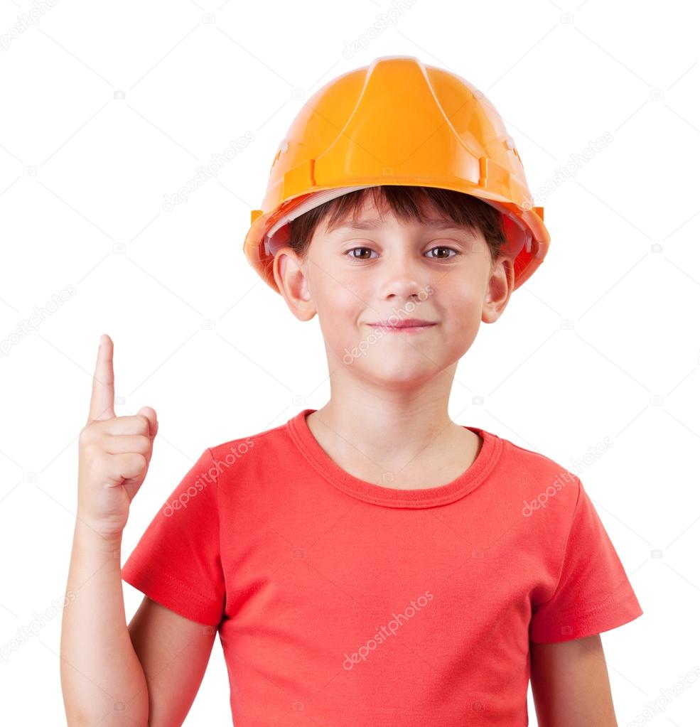 Girl in the construction helmet