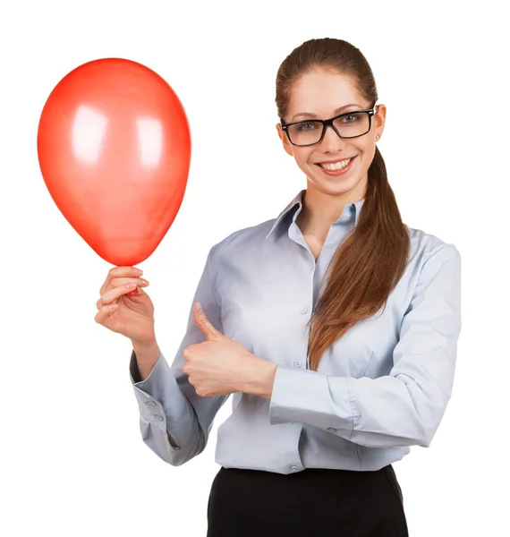 Girl with the ball shows that all is well — Stock Photo, Image