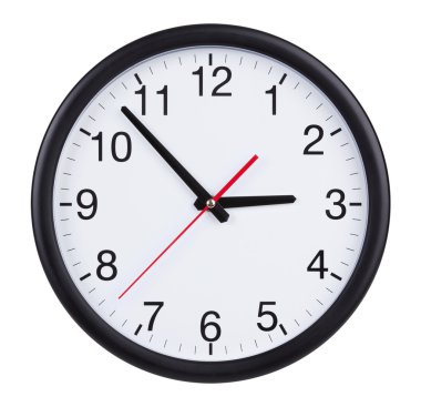 Office clock is exactly three hours clipart