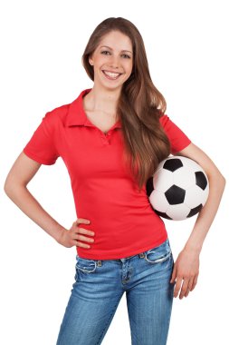 güzel bir kız ile bir futbol topu