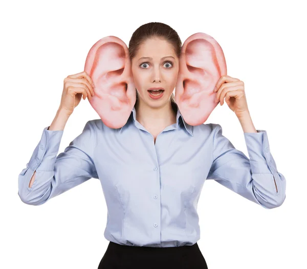 Frightened cute girl with big ears — Stock Photo, Image