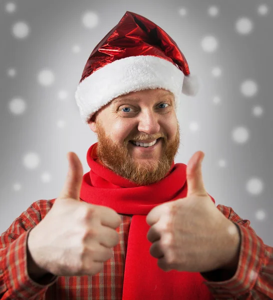 Man in a hat santa claus — Stock Photo, Image