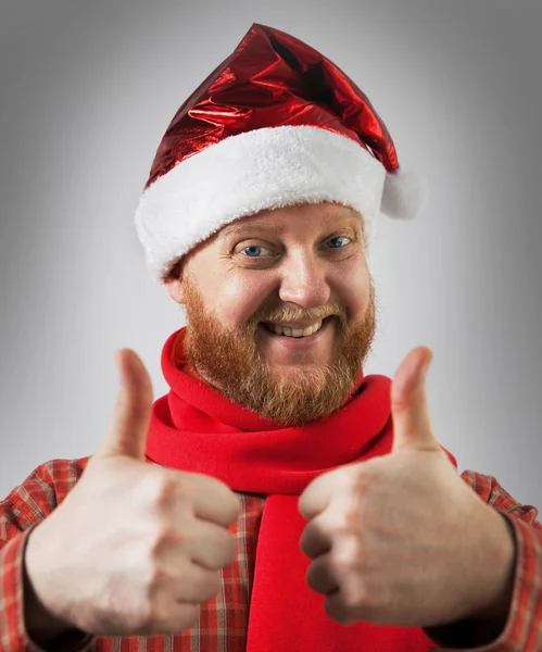 Bearded man in a hat santa claus — Stock Photo, Image