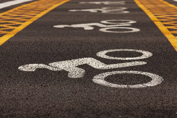 Road markings applied to asphalt — Stock Photo, Image