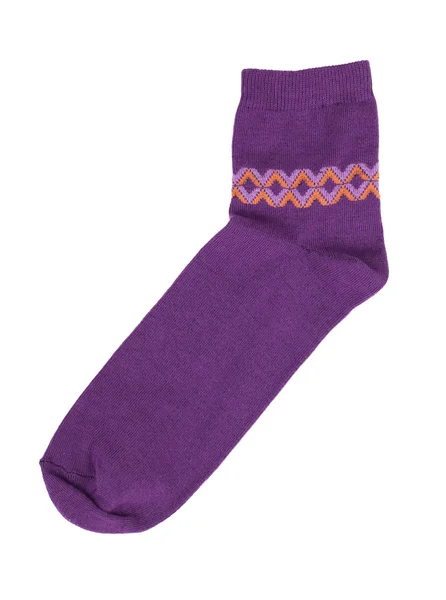 Purple knitted sock — Stock Photo, Image