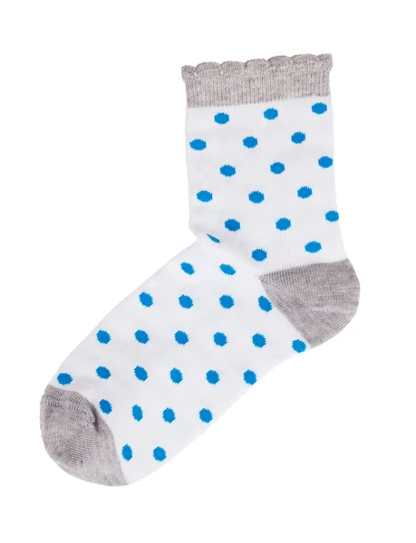 青い丸印のついた編み靴下 — ストック写真
