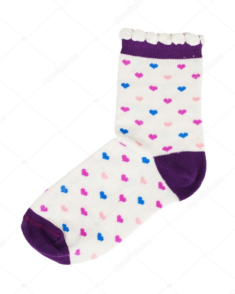 Knitted socks with red hearts