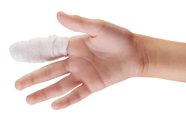 Hand with bandaged finger — Stock Photo, Image