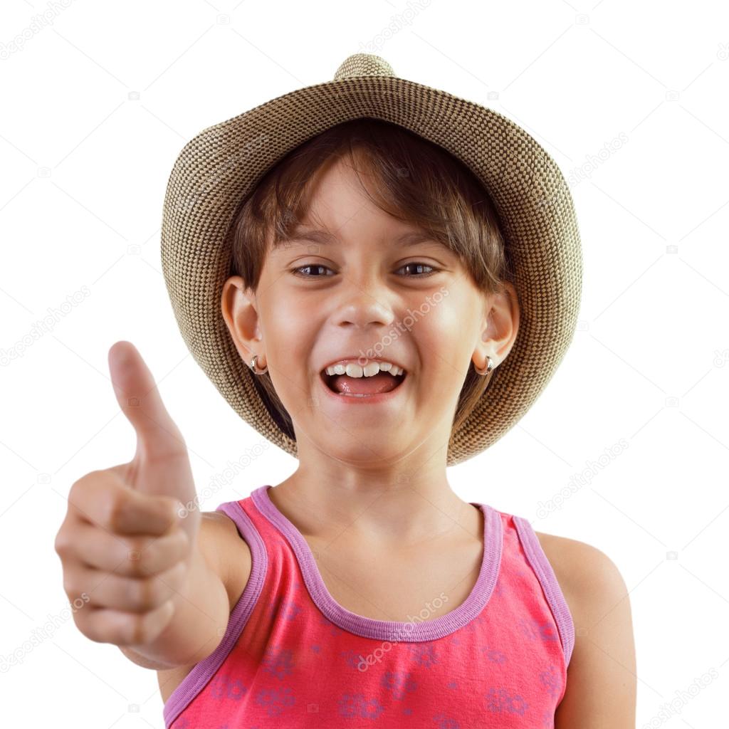 Cheerful happy charming girl in a hat
