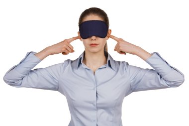 Young woman with a blindfold clipart
