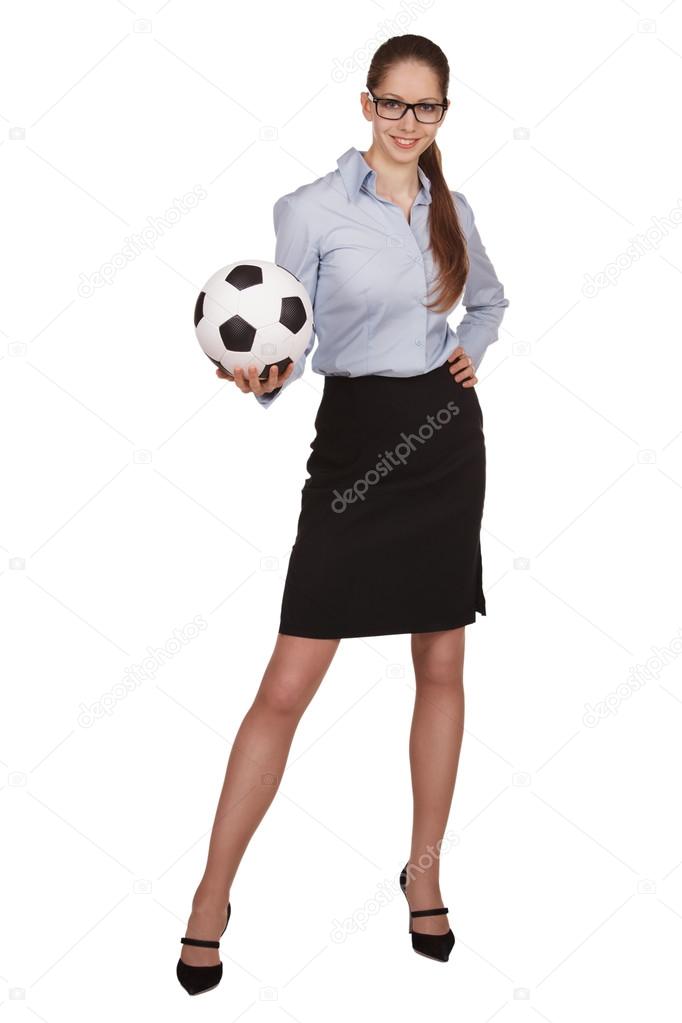 Girl with a soccer Ball in hand