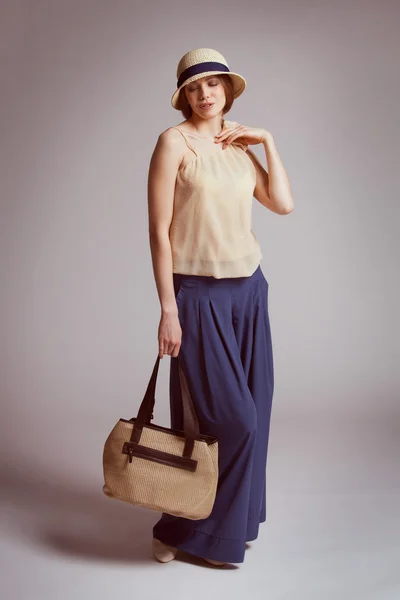 Elegant woman in retro suit — Stock Photo, Image