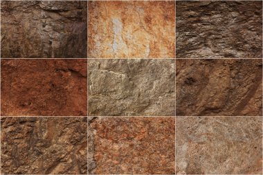 Stone surfaces of different textures clipart