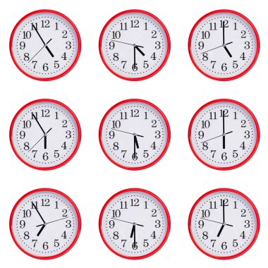 Clock shows the time of five to seven clipart