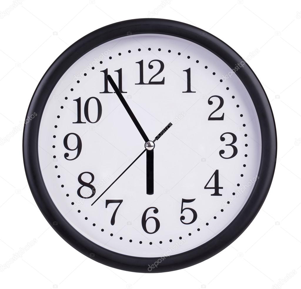 Large clock shows five to six