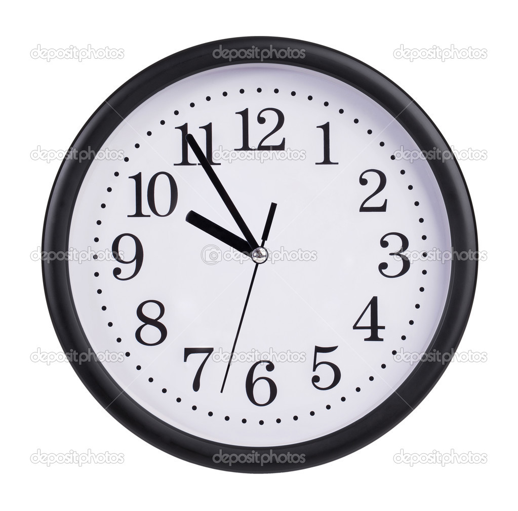 Office clock shows five to ten