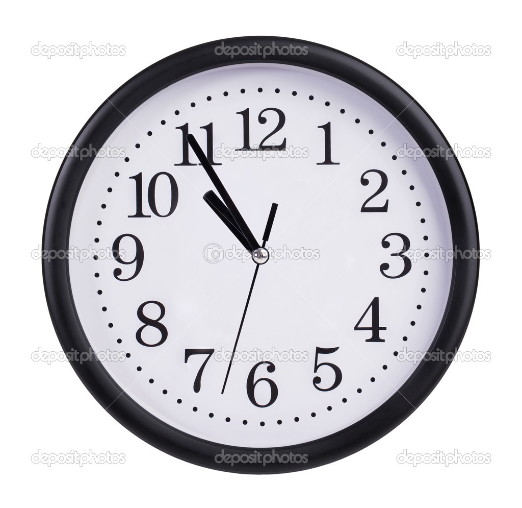 Five to eleven on a clock face