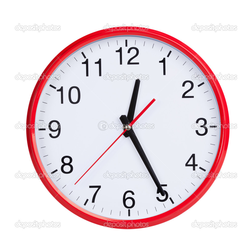 Round clock shows half of the first