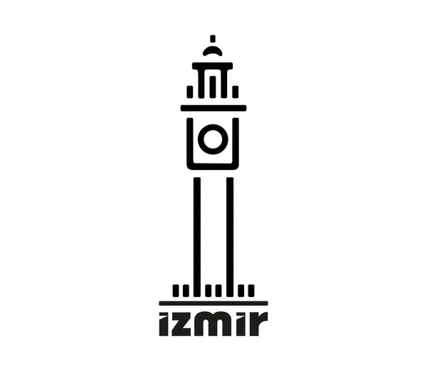 Desenho Torre Relógio Izmir Design Logotipo — Vetor de Stock