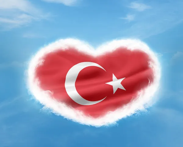 Turkish Flag Heart Sky — Stock Photo, Image