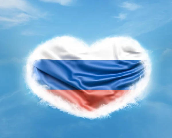 Российский Флаг Внутри Сердца Небе — стоковое фото