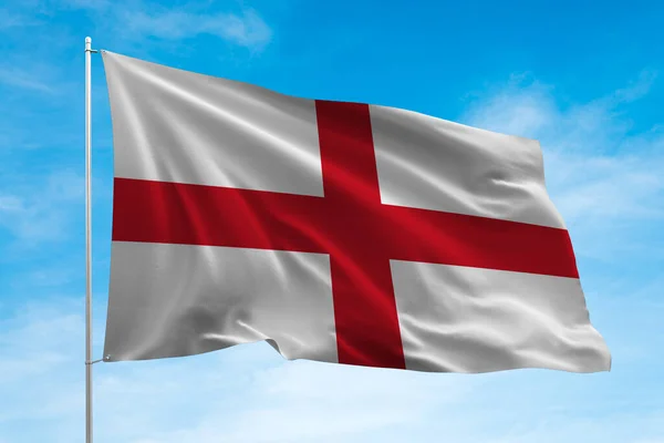 Engeland Vlag Zwaaiend Blauwe Lucht — Stockfoto