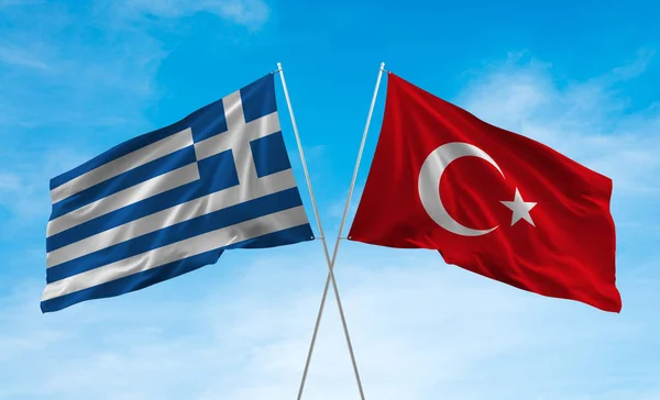 Greece Flag and Turkey Flag