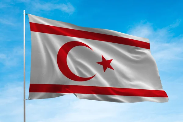 Northern Cyprus Flag Waving Blue Sky — Stock Photo, Image