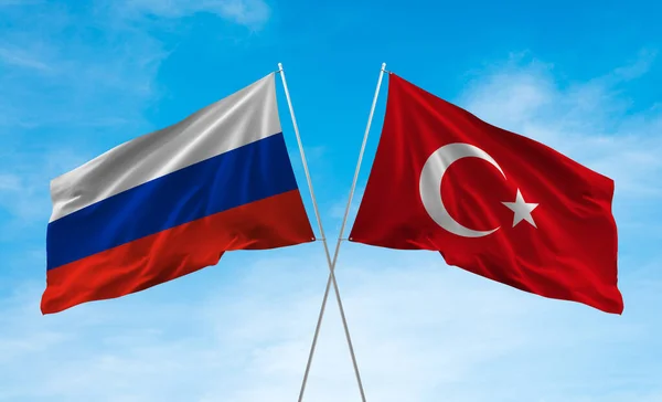 Rússia Turquia Bandeira — Fotografia de Stock