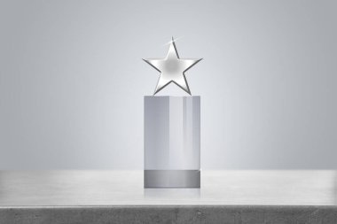 Beyaz boş arkaplanda ödül tasarım şablonu. Üç boyutlu illüstrasyon. 3B Hazırlama.