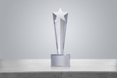 Beyaz boş arkaplanda ödül tasarım şablonu. Üç boyutlu illüstrasyon. 3B Hazırlama.