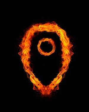 Placemark simgesi ateşten yapılmış