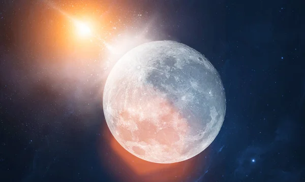 Φεγγάρι Και Βαθύ Διάστημα — Φωτογραφία Αρχείου