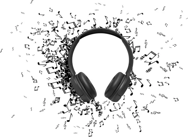 Музичні Ноти Зображення Навушників — стоковий вектор