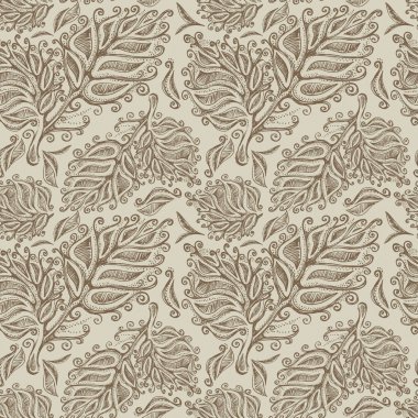 Doodle mürekkep sorunsuz yaprağı deseni