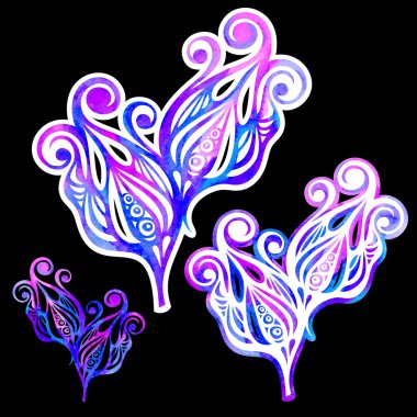 Renkli Sulu Boya parlak çiçek