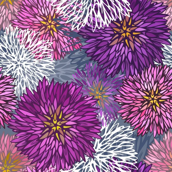 无缝手绘翠菊模式 — 图库矢量图片