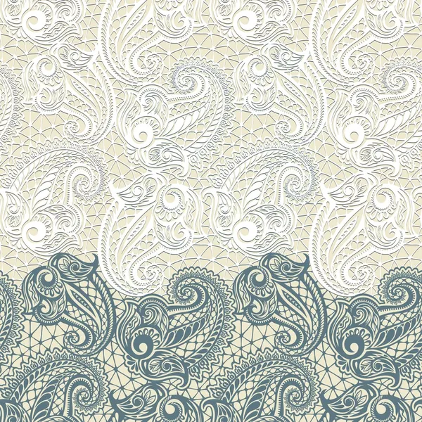 Patrón de encaje sin costura Paisley — Vector de stock