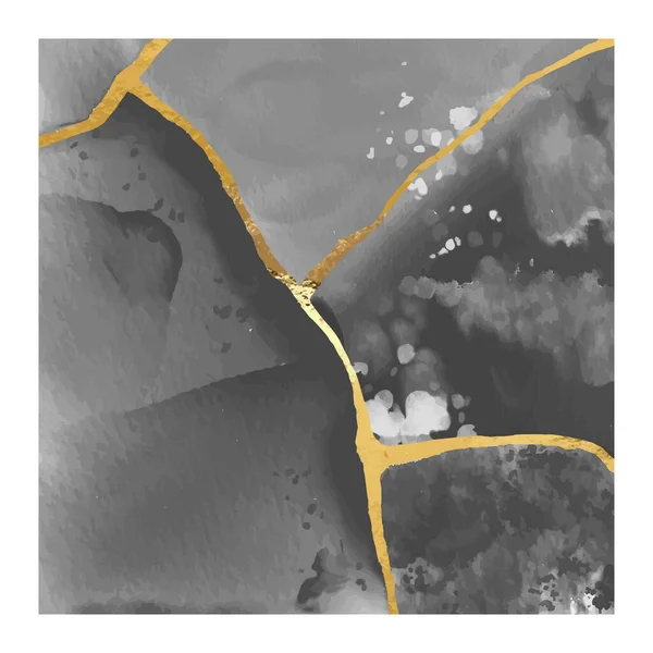 Абстрактний Золотий Акварельний Шаблон Запрошення Барвистий Фон Сучасний Модний Банер — стоковий вектор