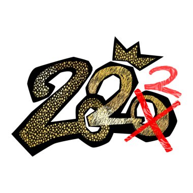 Mutlu yeni 2022 yılı altınları. Vektör, afiş, poster, el ilanı. Takvim tasarımı. Olay afişi, davetiye kartı. Altın parıltısı konfetisi.