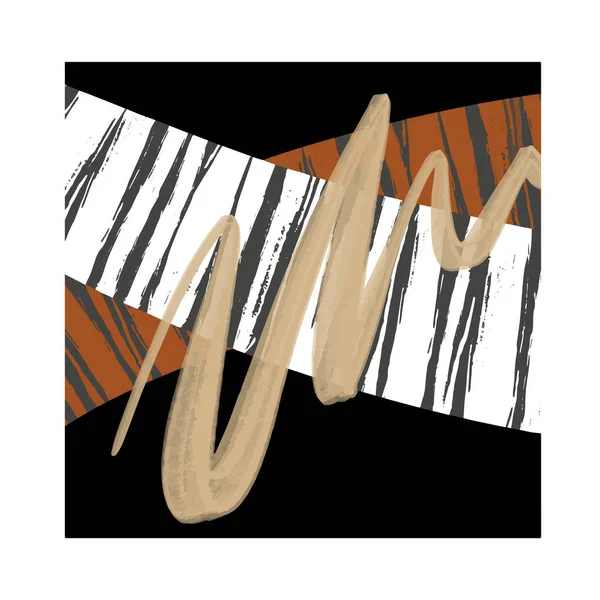 Élément Abstrait Doodle Main Dans Style Rétro Texture Grunge Dessin — Image vectorielle