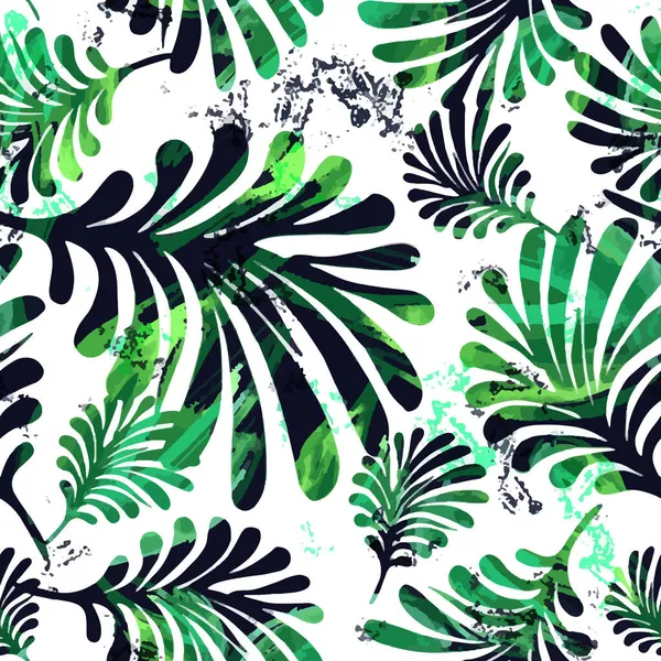 Nahtlose Abstrakte Wilde Exotische Florale Tusche Handgezeichnete Muster Trendige Sich — Stockvektor